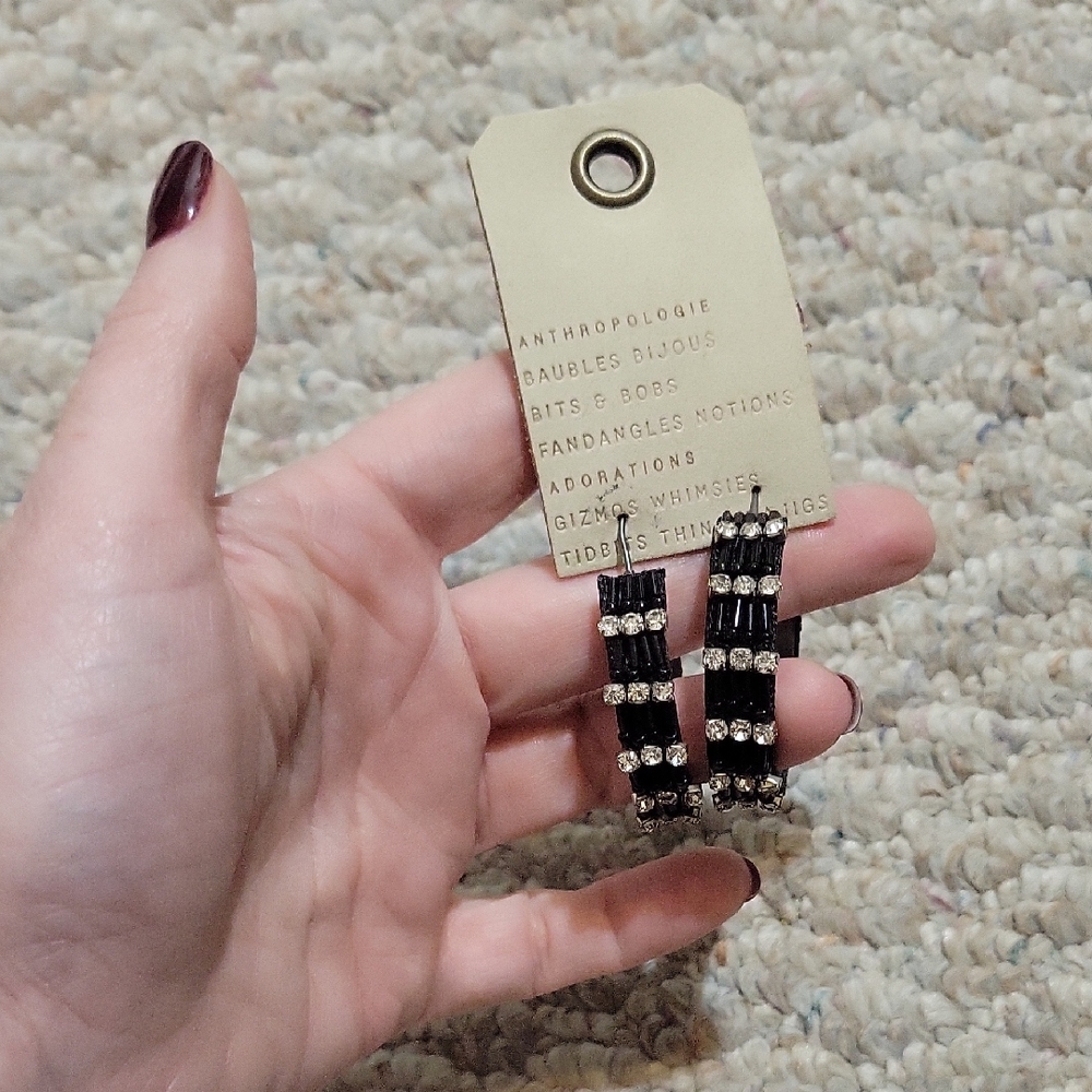 Black and Silver Beaded Earrings